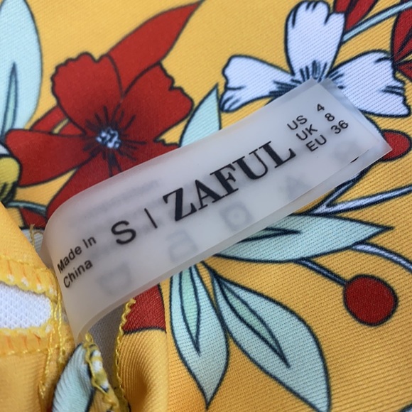 ZAFUL Floral Tie Front Bra Swimwear - Yellow S - Picture 8 of 9